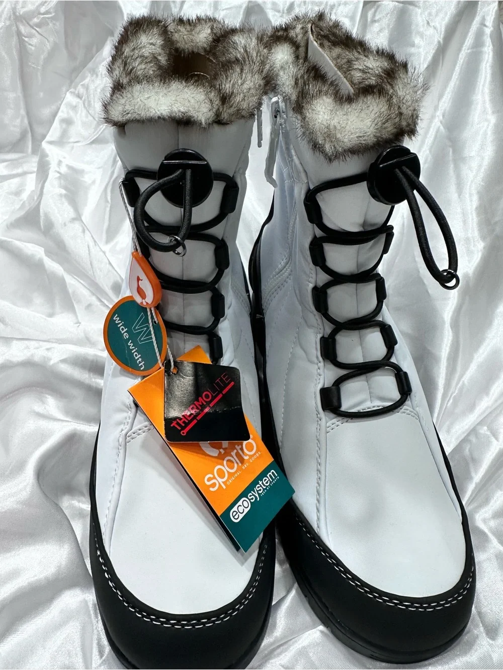 Aporto Eco System White Thermal Women's Winter Faux-Fur Lined Boots sz 8W